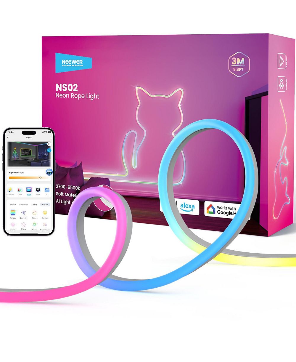 Neewer NS02 Smart RGB 9.84ft Neon Rope Light Compatible with Google Assistant and Alexa