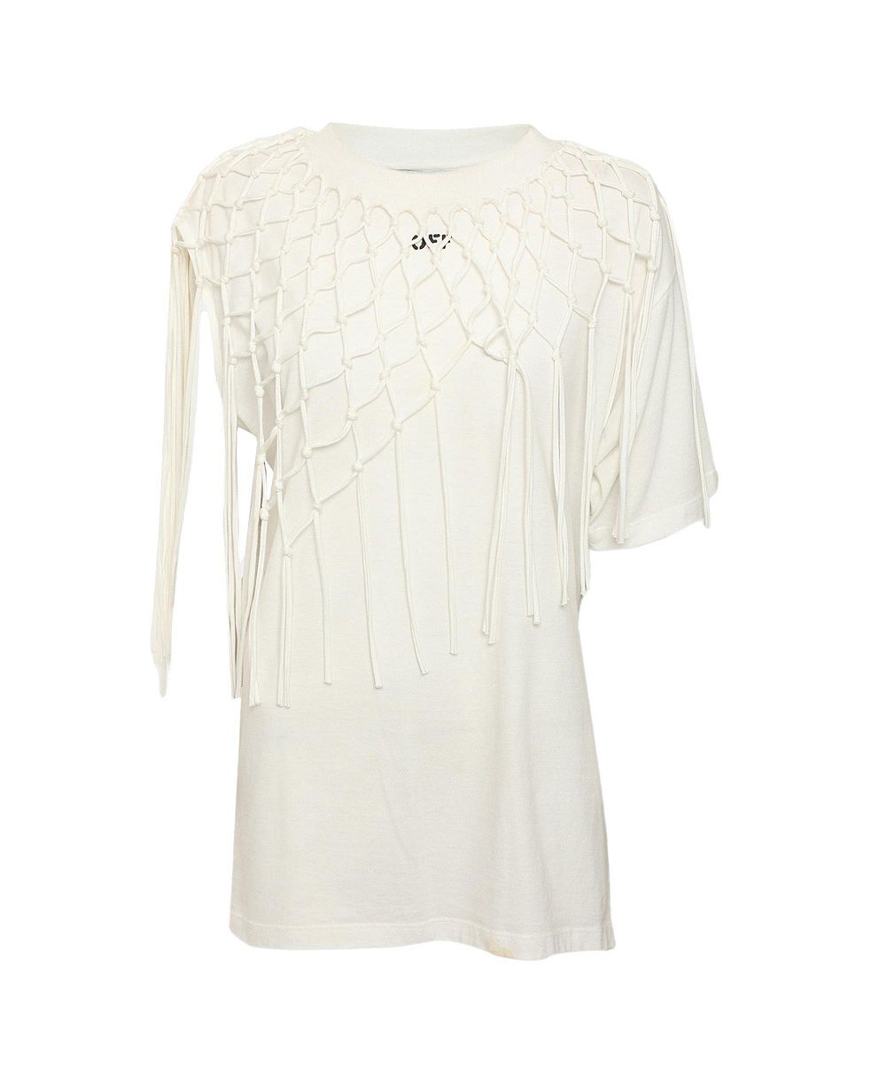 Женская футболка Pre-Owned Off-White с макраме и бахромой