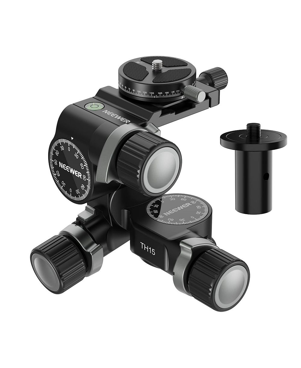 Neewer TH15 Geared Tripod Head with 360-Degree Panorama for Cameras