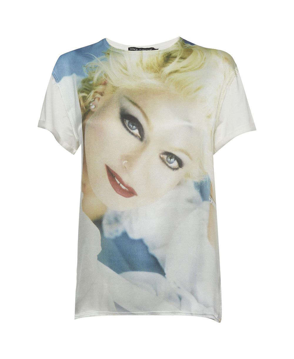 Женская футболка Pre-Owned Dolce & Gabbana Madonna Print Jersey and Satin