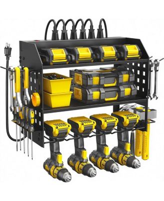 XDOVET Power Tool Organizer Charging Station Wall Mount Drill Holder Rack Workshop Storage