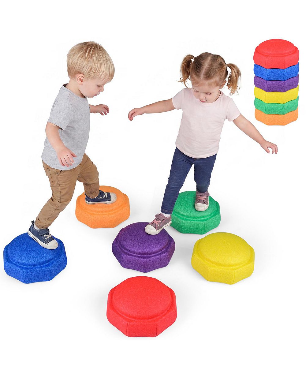 Gymax 6 Piece Stepping Stones for Kids Non-Slip Balance Sensory Toys Indoor Outdoor