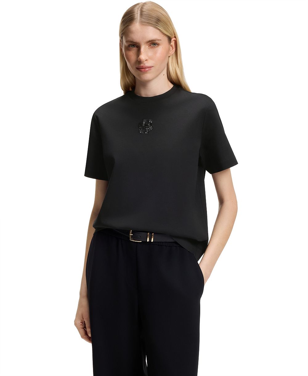 BOSS by Hugo Boss Women's Relaxed-Fit Monogram Heavyweight Cotton Sequin-Embroidered T-Shirt