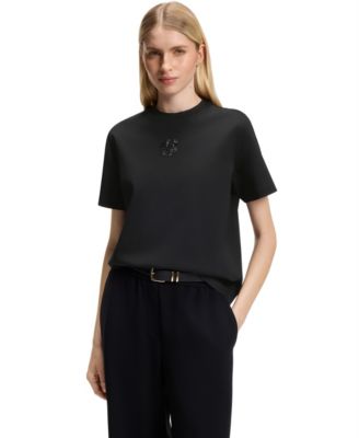 BOSS by Hugo Boss Women's Relaxed-Fit Monogram Heavyweight Cotton Sequin-Embroidered T-Shirt
