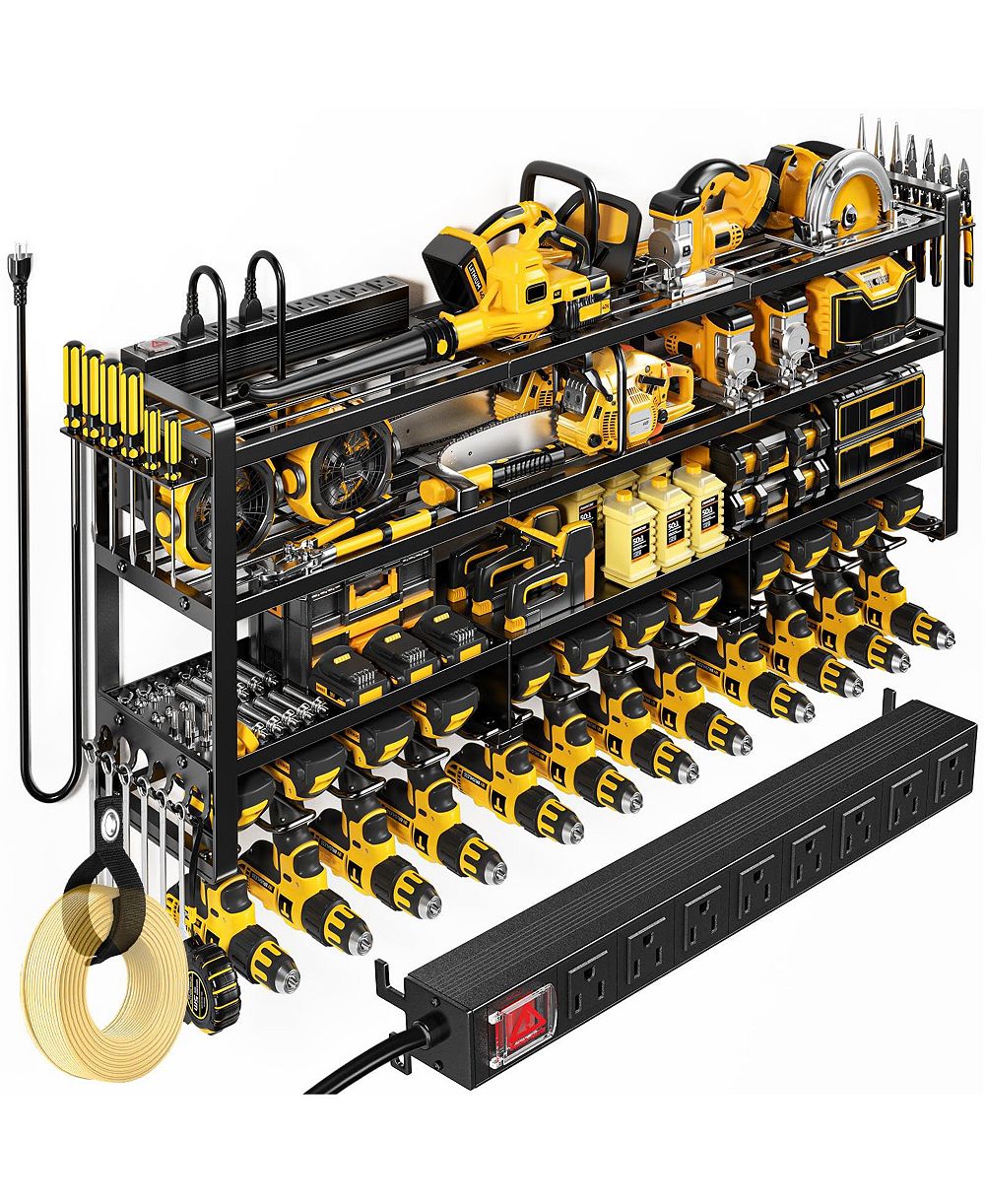 XDOVET Power Tool Organizer Wall Mount Charging Station Garage Storage Rack Drills Holder