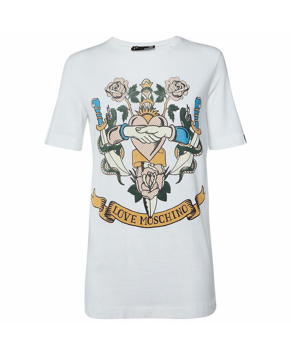 Женская хлопковая рубашка Love Moschino с вышивкой бисером, б/у