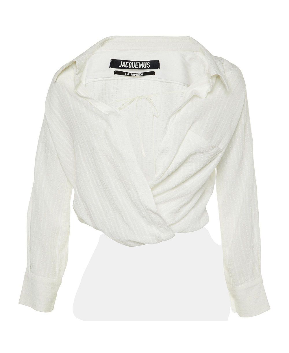 Женская блузка Pre-Owned Jacquemus La Riviera Textured Viscose Wrap