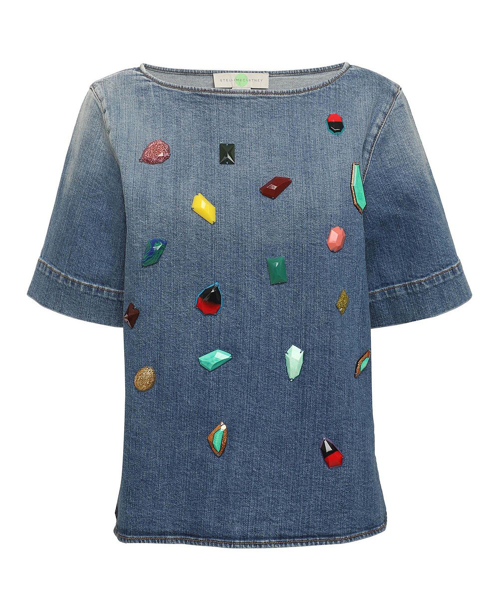 Женский джинсовый топ Pre-Owned Stella Mccartney с отделкой кристаллами