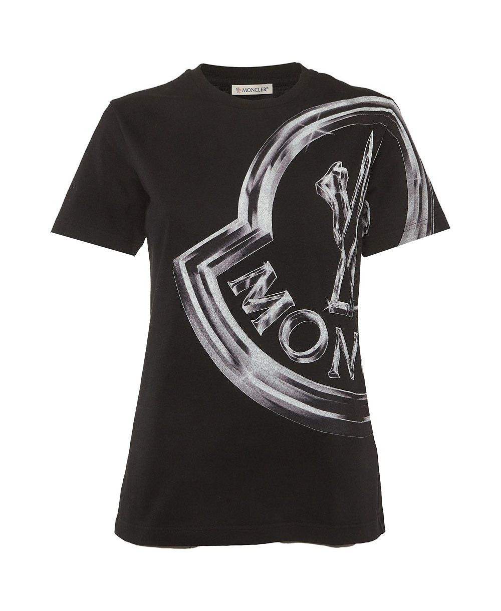 Женская футболка Pre-Owned Moncler Metallic-Effect Logo Cotton