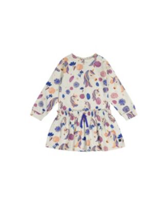 Deux par Deux Little and Big Girl 6-12Y French Terry Dress Unicorn Print