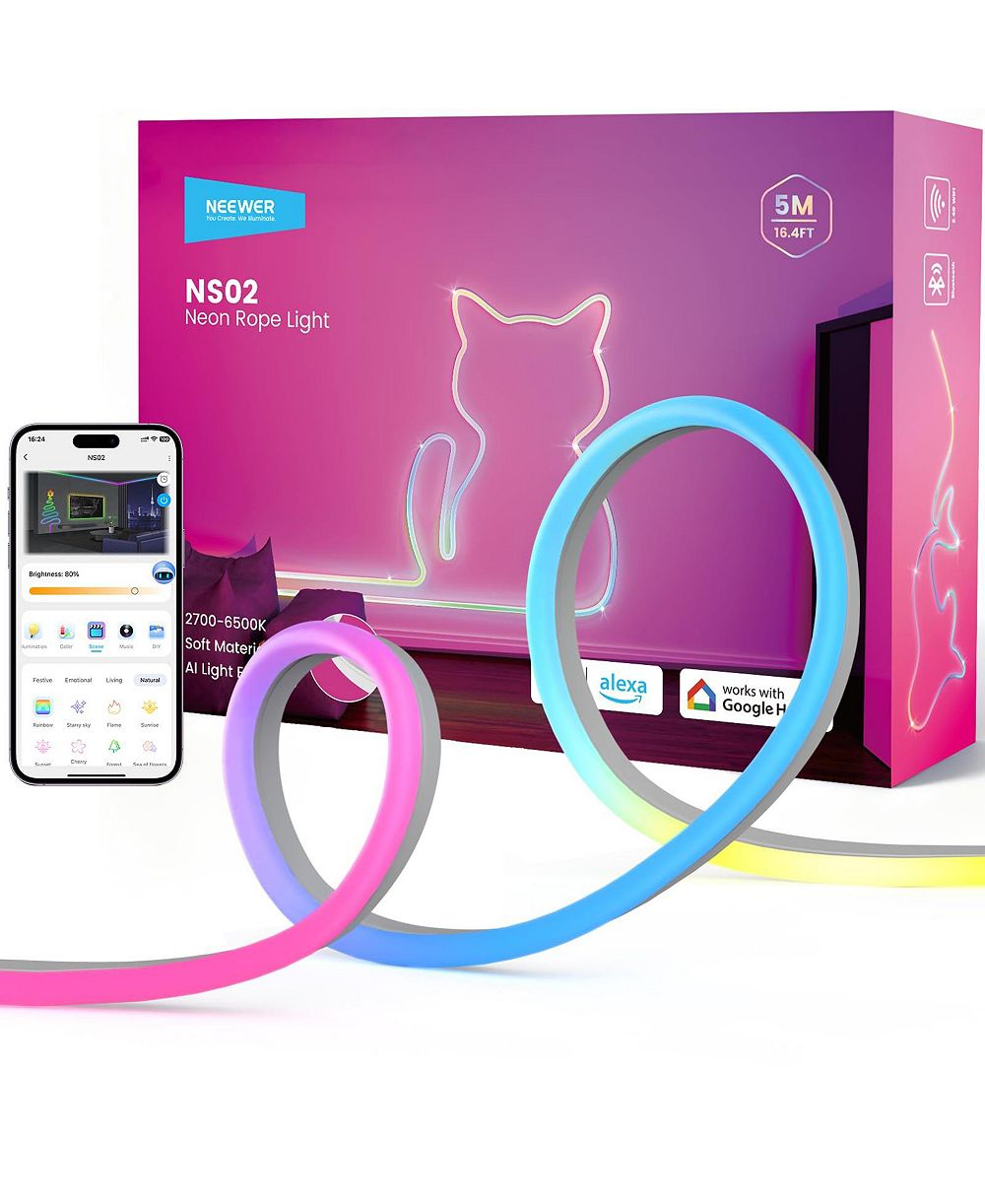 Neewer NS02 RGB 16.4ft LED Strip Light [Compatible with Google Assistant and Alexa]