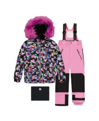 Deux par Deux Big Girls (6-14) Two Piece Play Snowsuit Heart Print with Pants
