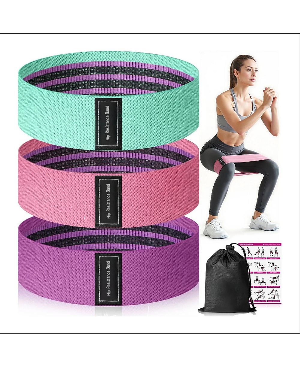 Набор тканевых фитнес-резинок FED FITNESS, 3 штуки, 3 уровня для ног и ягодиц, легкое оборудование для домашнего спортзала