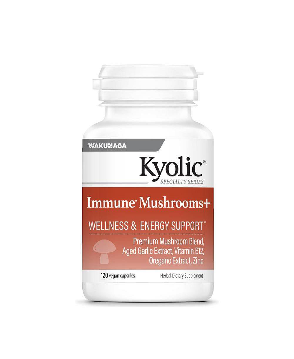 Kyolic Immune Mushrooms добавка с чагой, кордицепсом, грибом трамба и экстрактом выдержанного чеснока для поддержки здоровья, 120 капсул