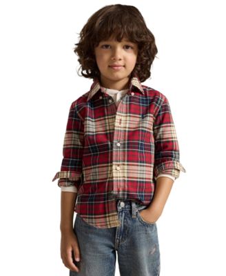 Polo Ralph Lauren Boys' 2T-7 Plaid Cotton Oxford Shirt