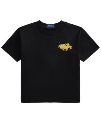 Детская футболка Polo Ralph Lauren для мальчиков (2T-7), с тройным логотипом, оверсайз