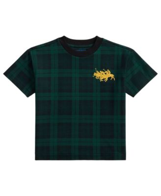 Мужская оверсайз футболка в крупную клетку с тройным логотипом Polo Ralph Lauren для мальчиков 2T-7