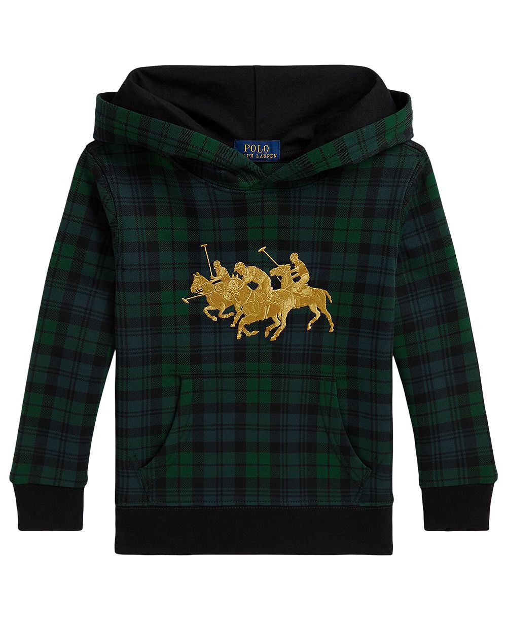 Polo Ralph Lauren Boys' 2T-7 Triple-Pony Plaid Long-Sleeve Fleece Hoodie