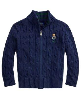Polo Ralph Lauren детский свитер с полной застежкой и косичкой, медвежоно Polo, 2T-7
