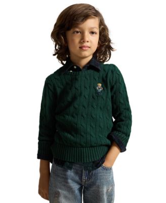 Мужской свитер с круглым вырезом и косичками Polo Ralph Lauren для мальчиков 2T-7 с медведем Polo
