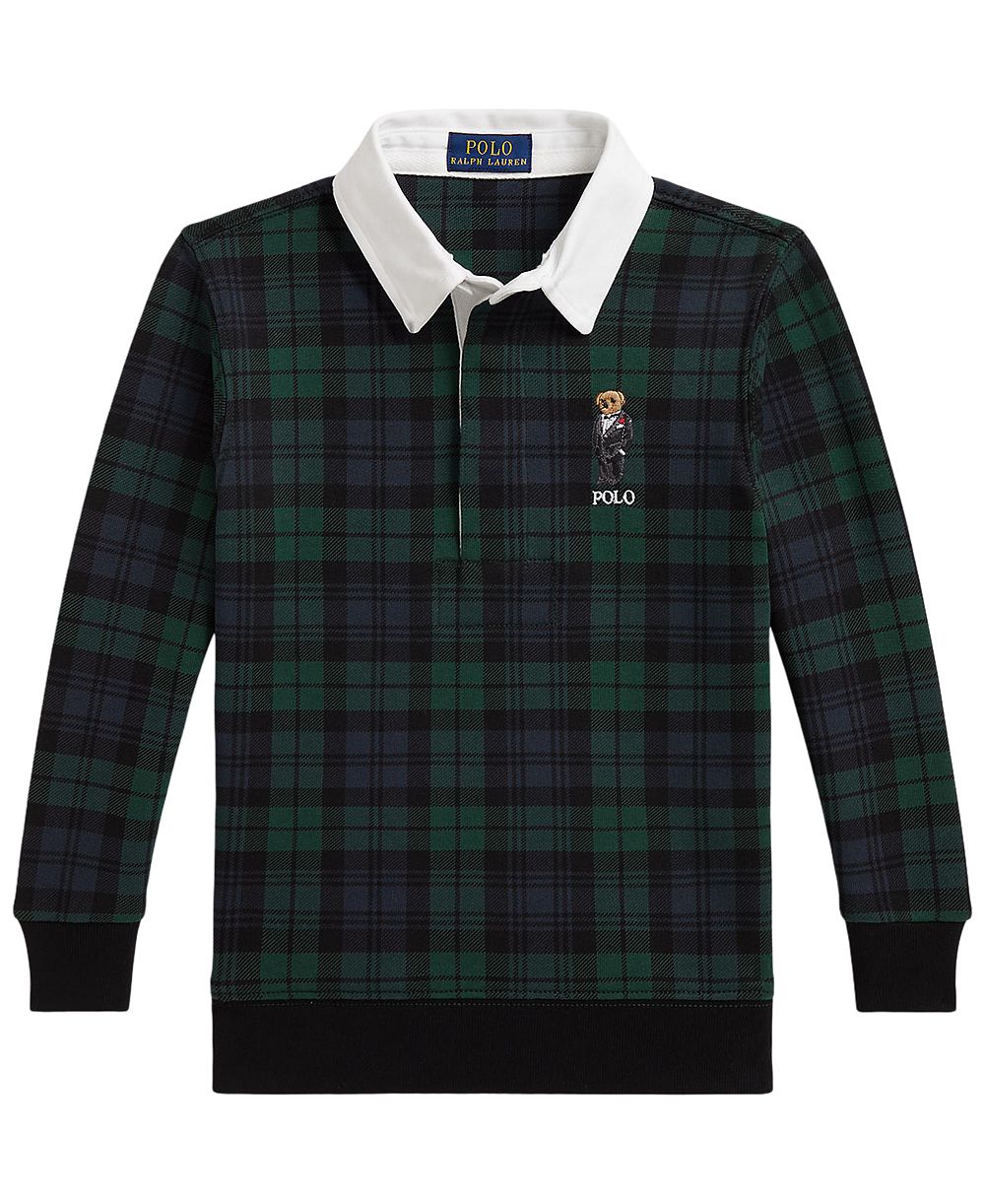 Мужской свитшот с рубашкой Polo Ralph Lauren Boys' 2T-7 Polo Bear Plaid Rugby