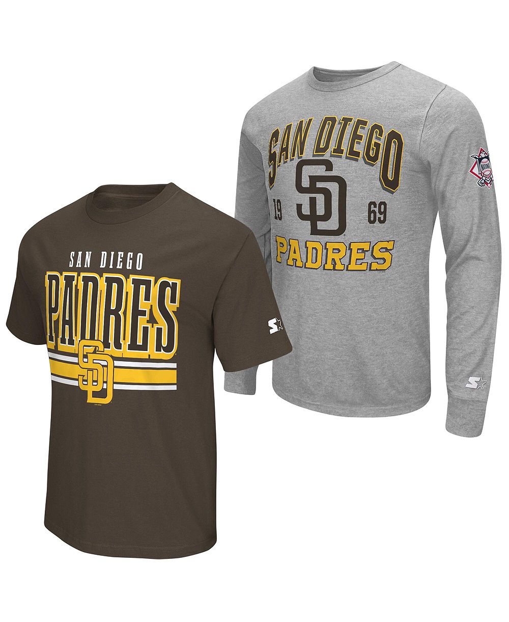 Мужская футболка Starter 2-pack Heather Gray/Brown San Diego Padres длинный и короткий рукав