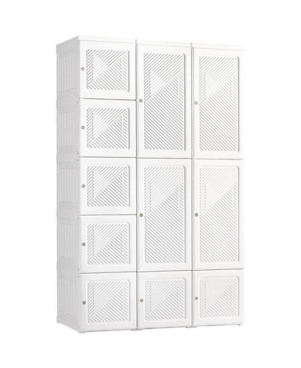 VIYET Portable Wardrobe Closet - Folding Clothes Storage Cabinet with 8 Cubes and Magnetic Doors