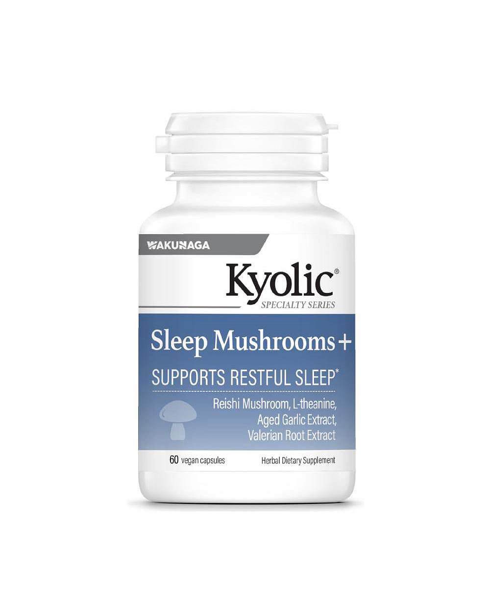 Добавка для сна Kyolic Sleep Mushrooms с Reishi, L-Theanine, корнем валерианы и экстрактом выдержанного чеснока, 60 капсул