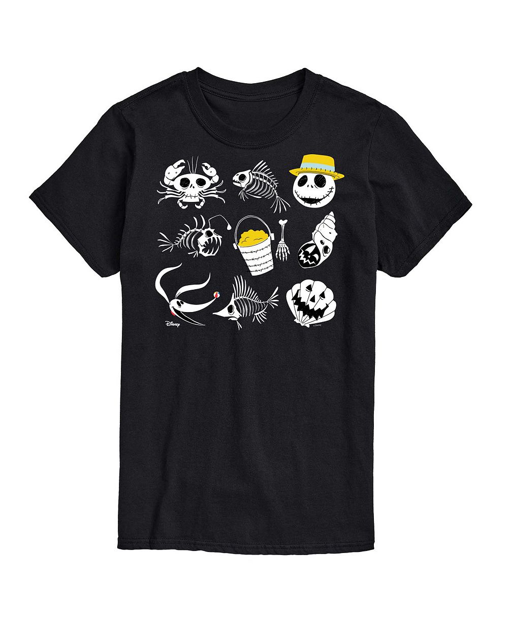 AIRWAVES Men's The Nightmare Before Christmas Beach Crew Grid Graphic T-Shirt