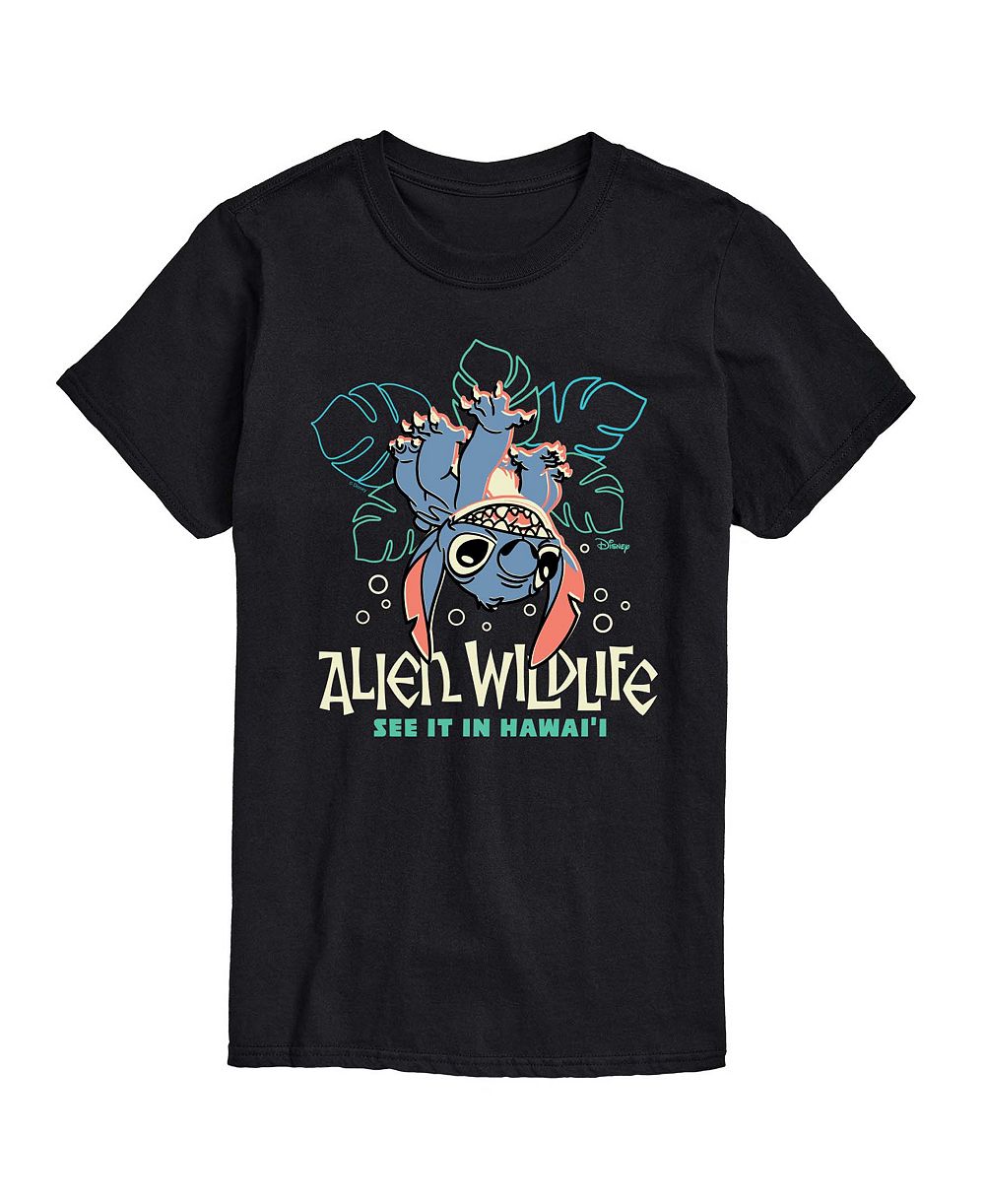 AIRWAVES Men's Lilo And Stitch Alien Wildlife Graphic T-Shirt