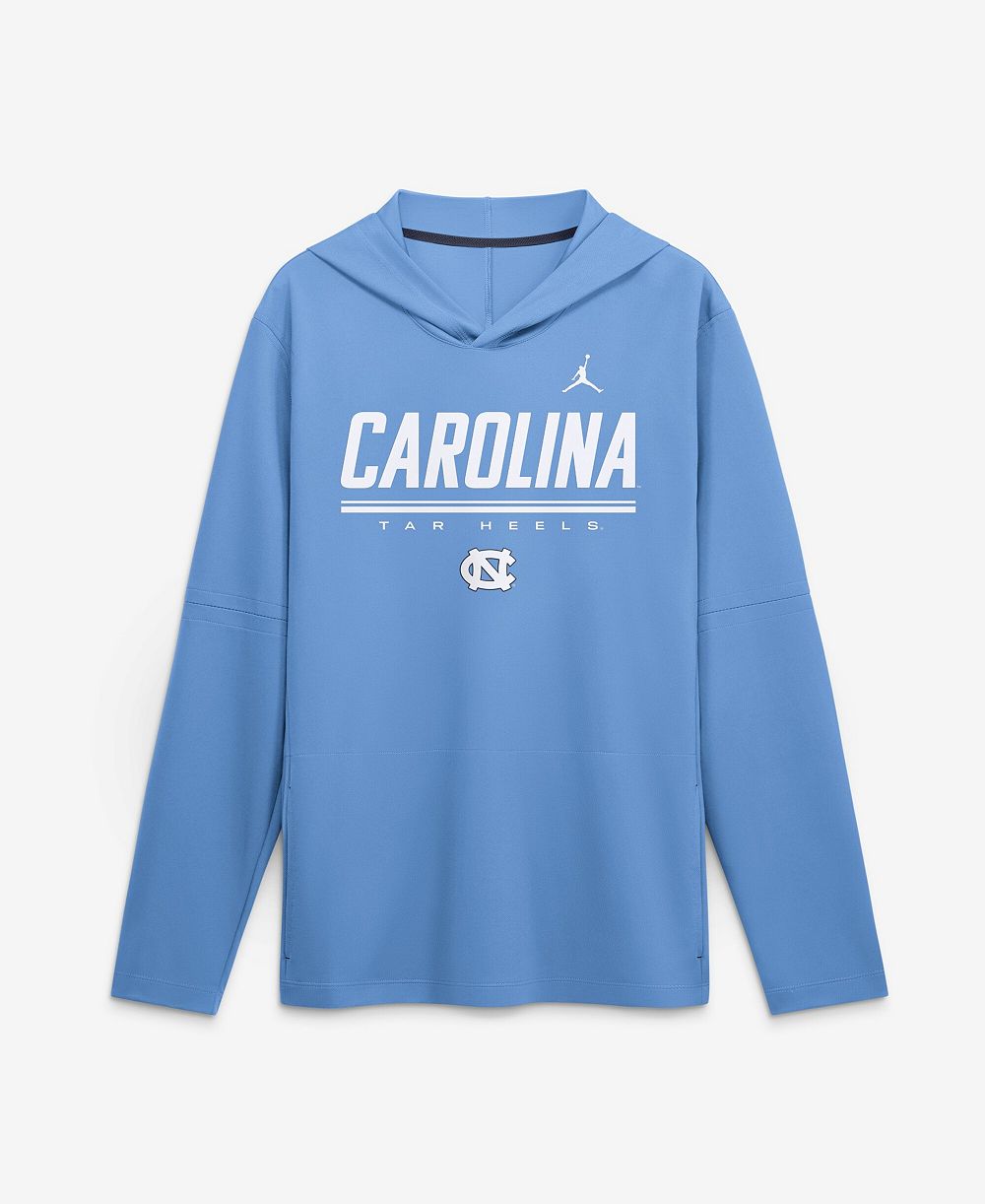 Jordan Men's Carolina Blue North Carolina Tar Heels 2026 Sideline Lightweight Long Sleeve Hooded Dri-FIT T-Shirt