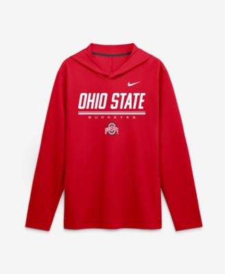 Nike Men's Scarlet Ohio State Buckeyes 2026 Sideline Lightweight Long Sleeve Hooded Dri-FIT T-Shirt