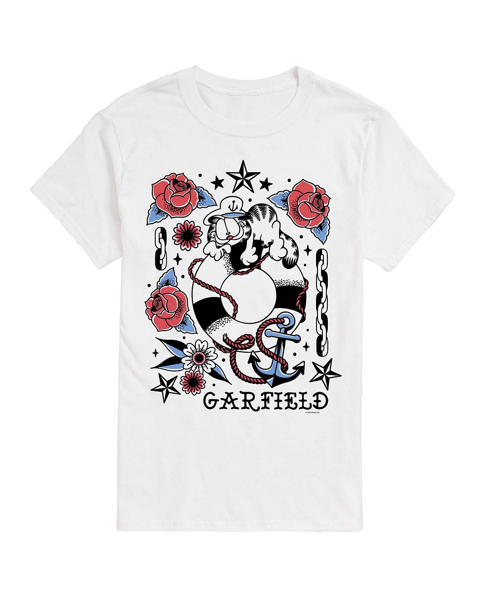 AIRWAVES Мужская футболка с графикой Garfield Tattoo Flash