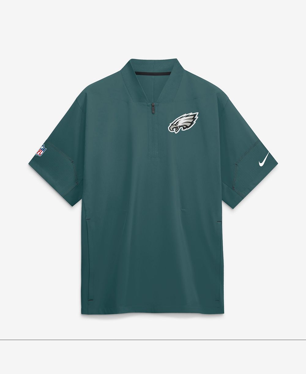 Nike Men's Midnight Green Philadelphia Eagles Sideline Short Sleeve Quarter-Zip Coaches Jacket