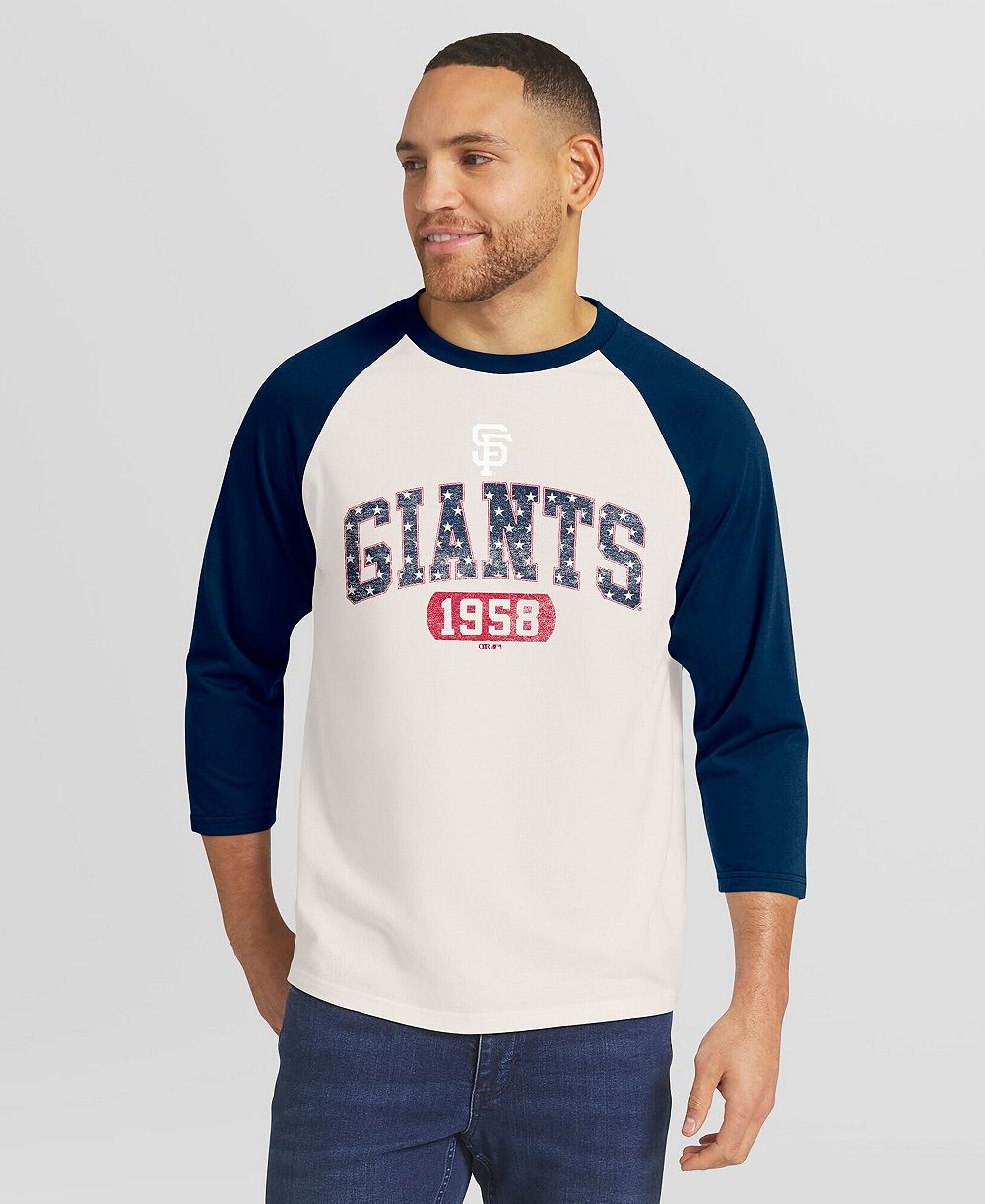 Мужская футболка Darius Rucker Collection By Fanatics Cream/Navy San Francisco Giants Americana 3/4-Sleeve Raglan