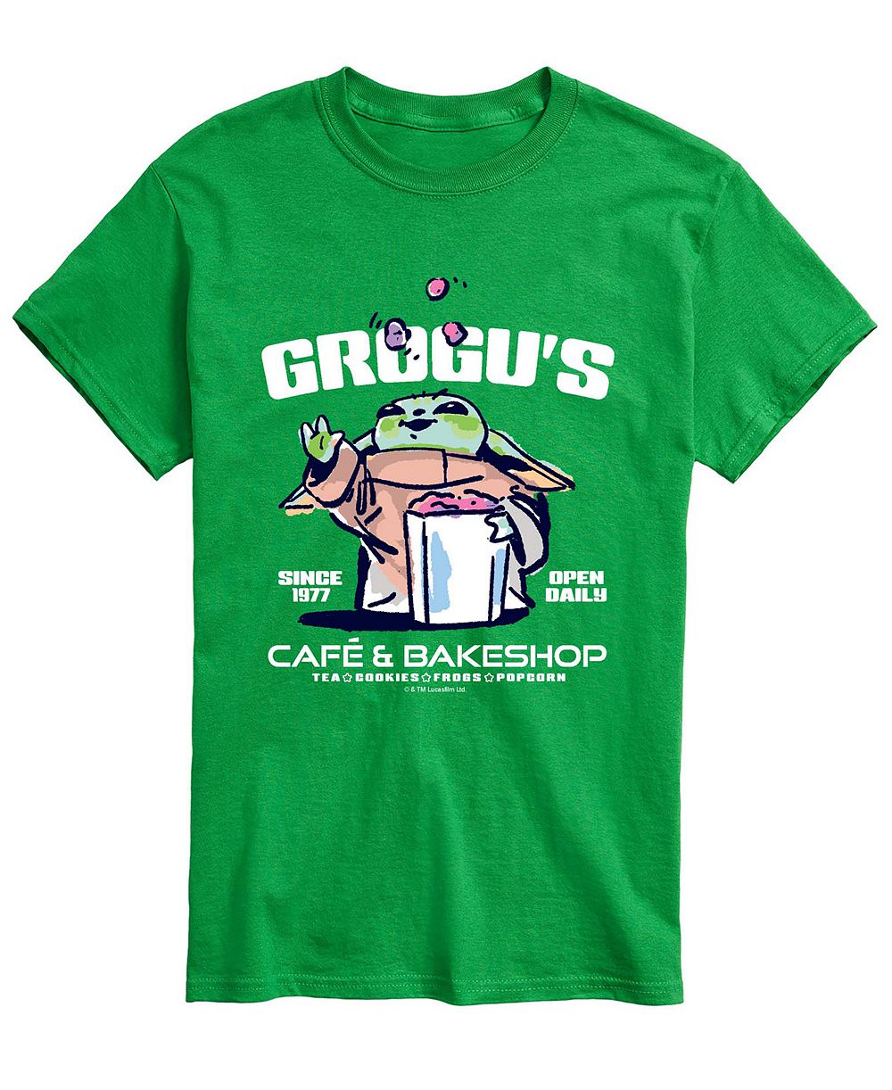 AIRWAVES Мужская футболка с принтом The Mandalorian & Grogu Grogus Cafe Bakeshop