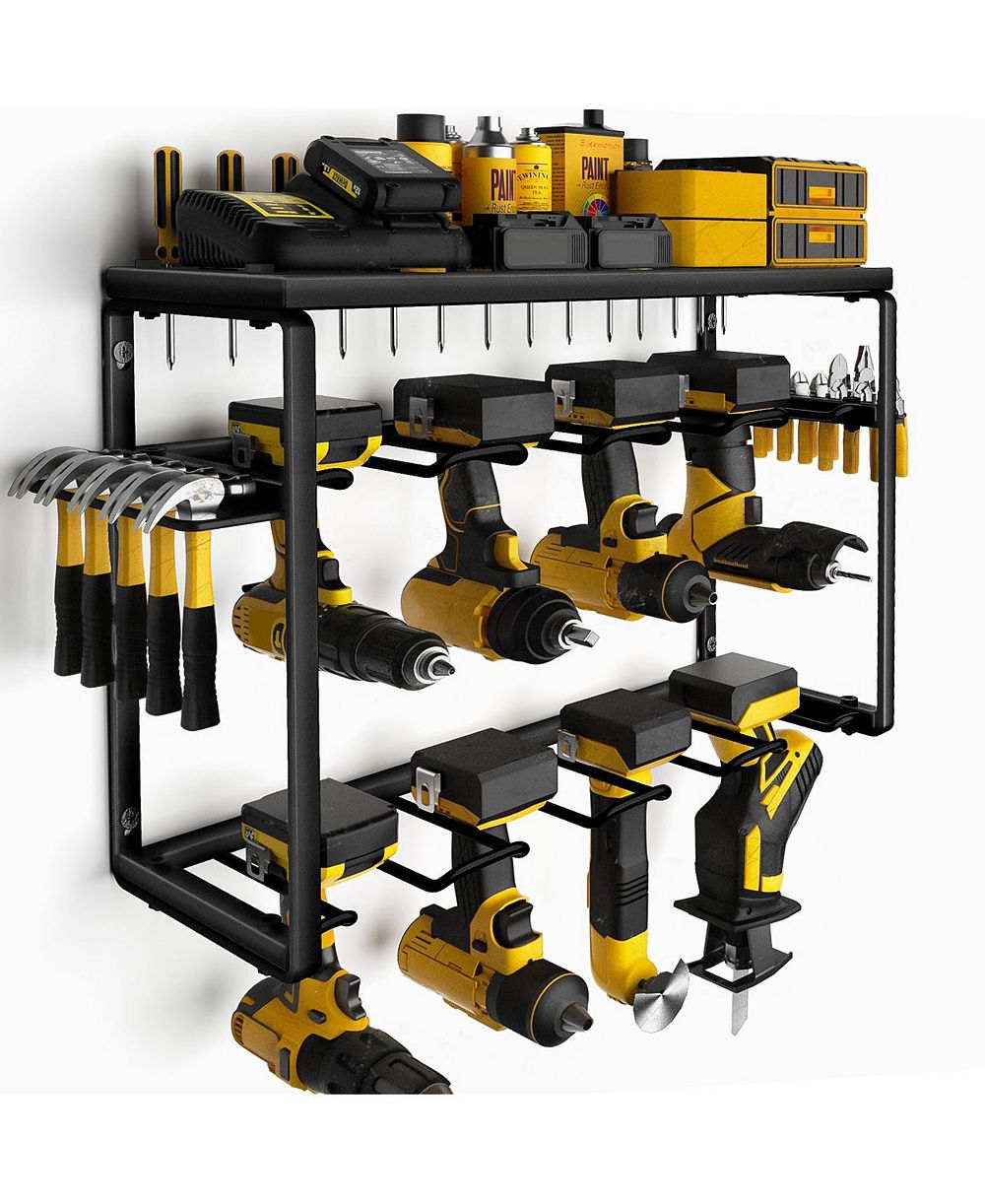 XDOVET Power Tool Storage Rack Wall Mounted Drill Holder Metal Garage Hook Hammer Rack