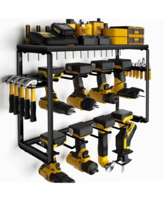 XDOVET Power Tool Storage Rack Wall Mounted Drill Holder Metal Garage Hook Hammer Rack