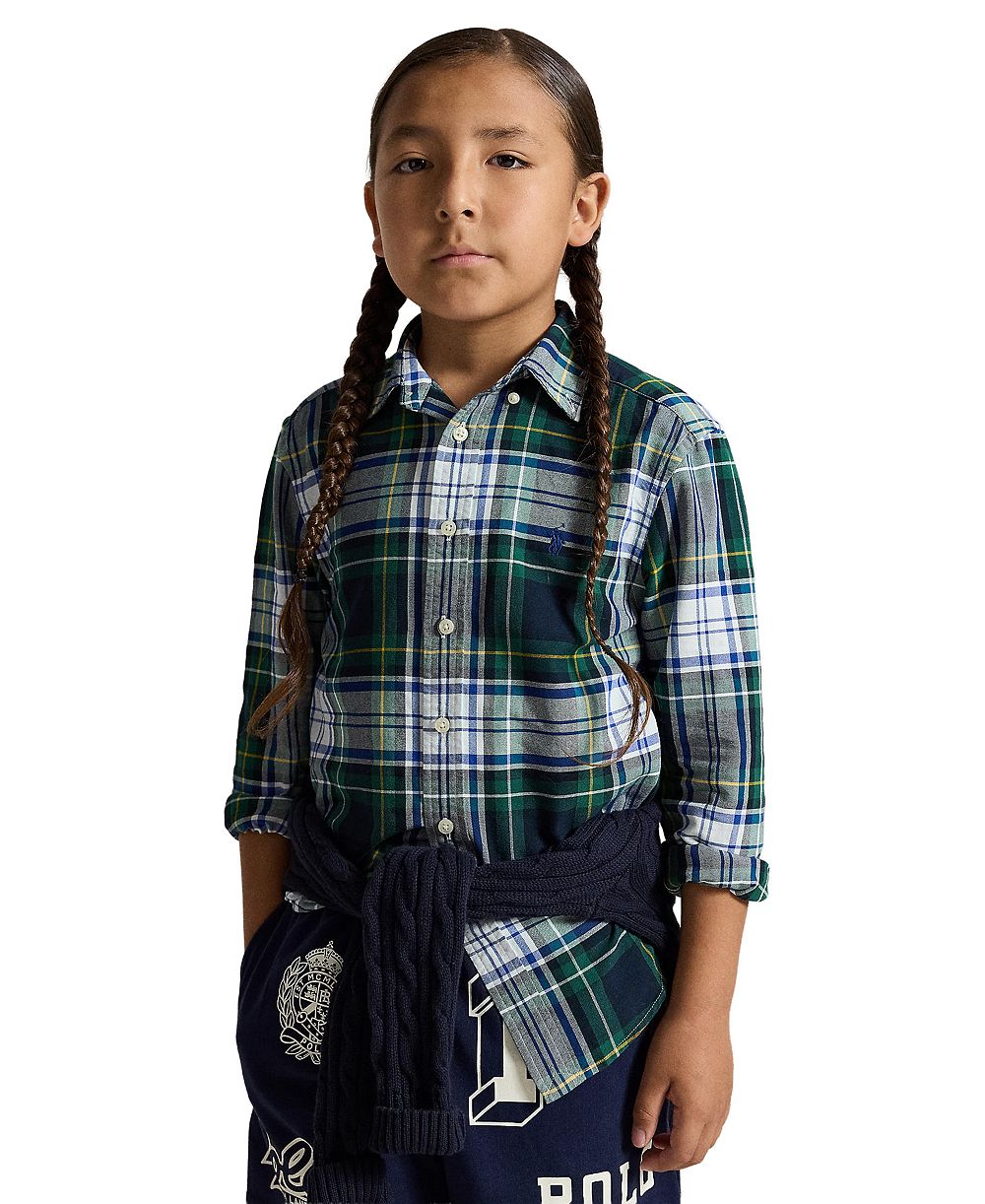 Polo Ralph Lauren мужская рубашка из хлопкового оксфорда в клетку для мальчиков 8-20
