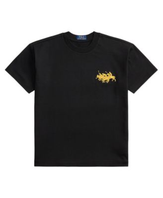 Мужская коротко рукавная футболка оверсайз с тройным логотипом Polo Ralph Lauren для мальчиков 8-20