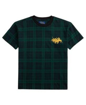 Мужская коротко рукавная футболка в крупную клетку с тройным логотипом Polo Ralph Lauren для мальчиков 8-20