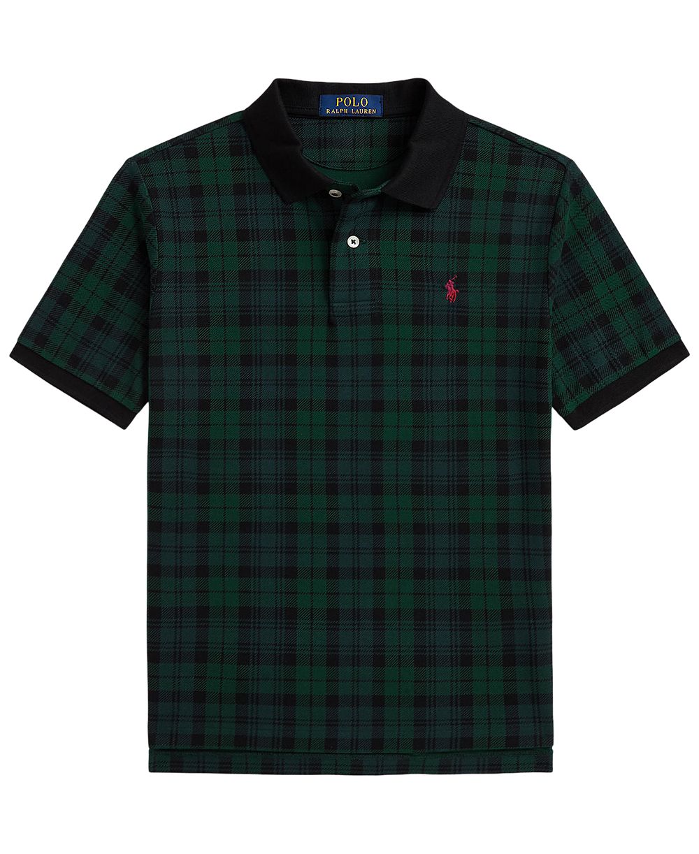 Polo Ralph Lauren детская рубашка поло в клетку с коротким рукавом и вышивкой, размеры 8-20