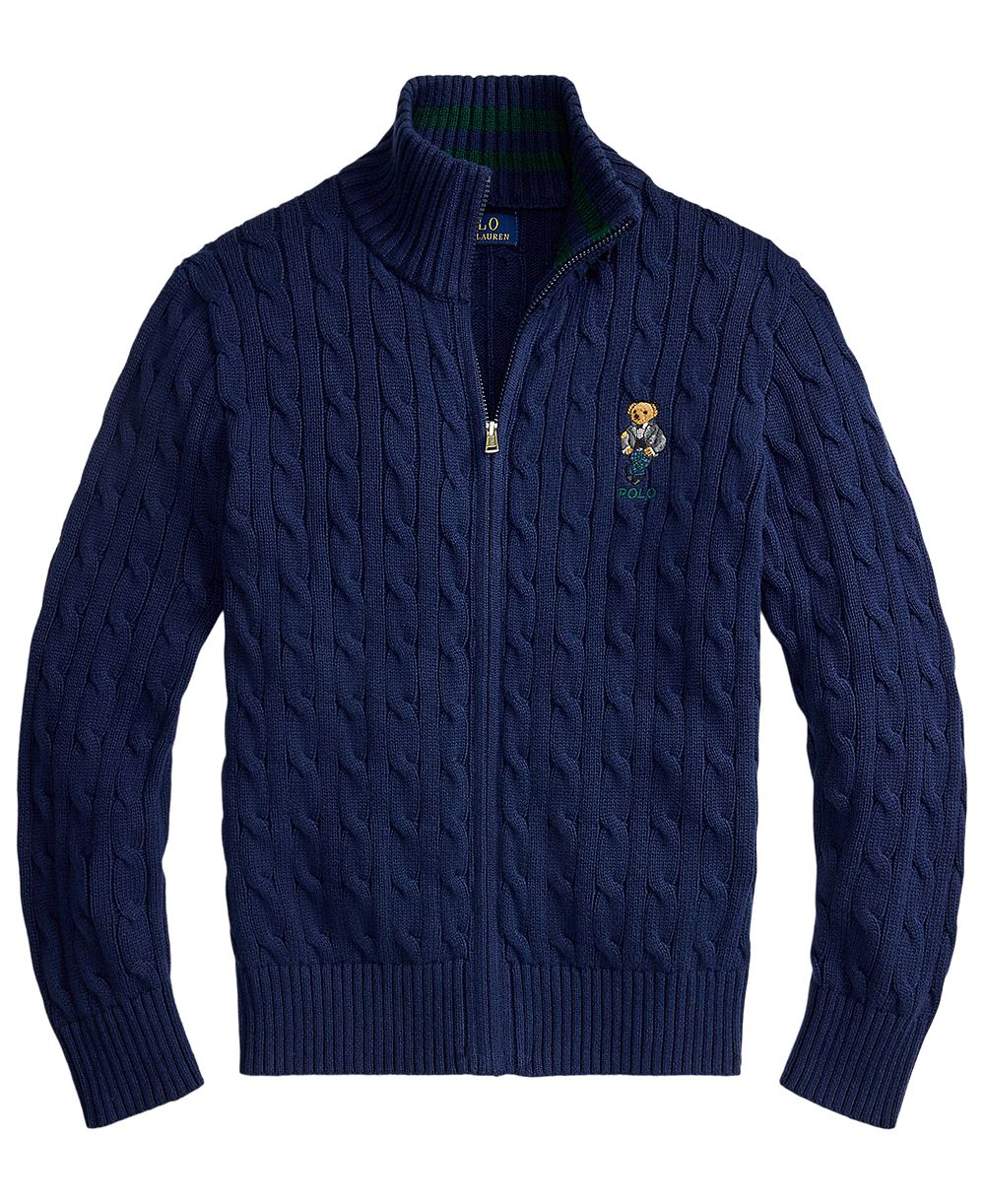 Детский свитер Polo Ralph Lauren с полным zipper и вязаным узором для мальчиков 8-20 лет