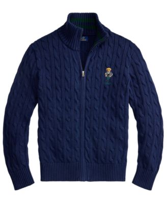 Детский свитер Polo Ralph Lauren с полным zipper и вязаным узором для мальчиков 8-20 лет