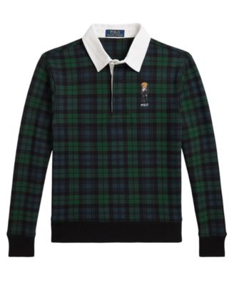Мужской потертый свитшот Polo Ralph Lauren Boys' 8-20 Polo Bear в клетку из хлопковой смеси