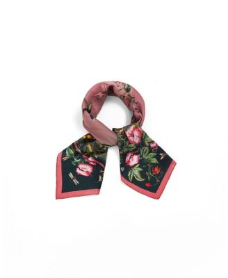 Fable England Women's Circe Narrative Silk Blend Teal Square Scarf