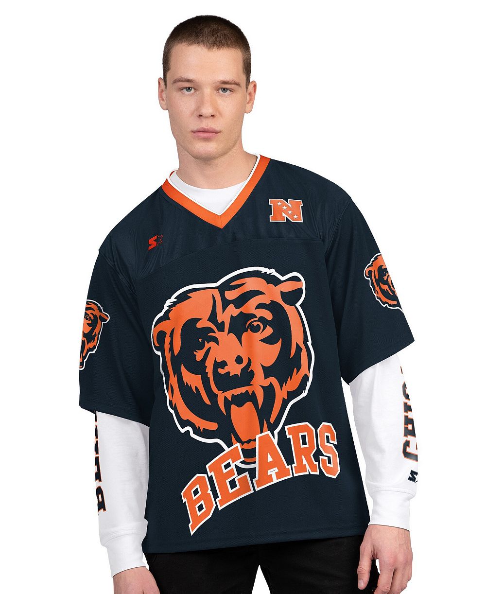 Мужская футболка Starter Navy/White Chicago Bears Short Sleeve Long Sleeve