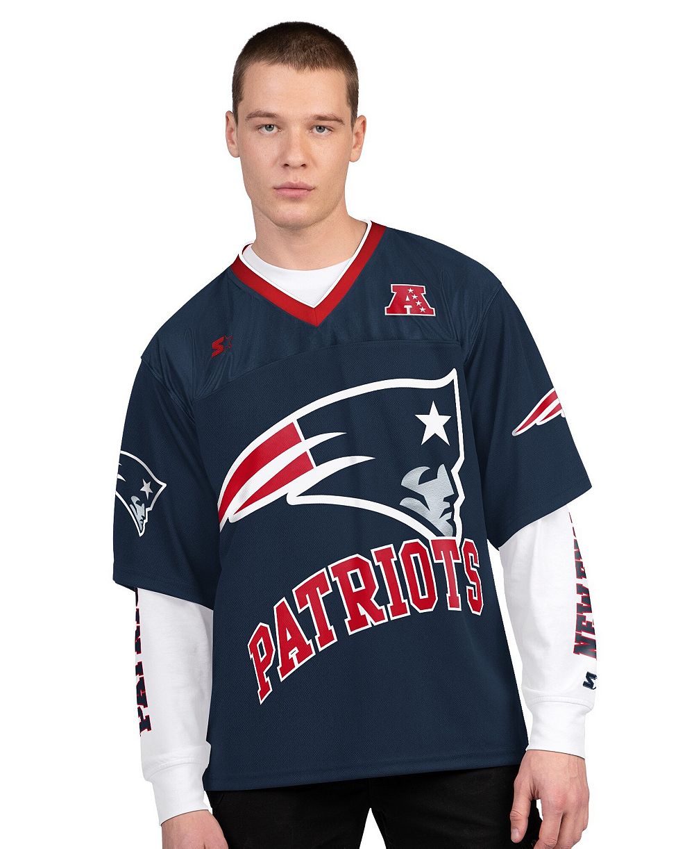 Мужская футболка Starter Navy/White New England Patriots Short Sleeve Long Sleeve