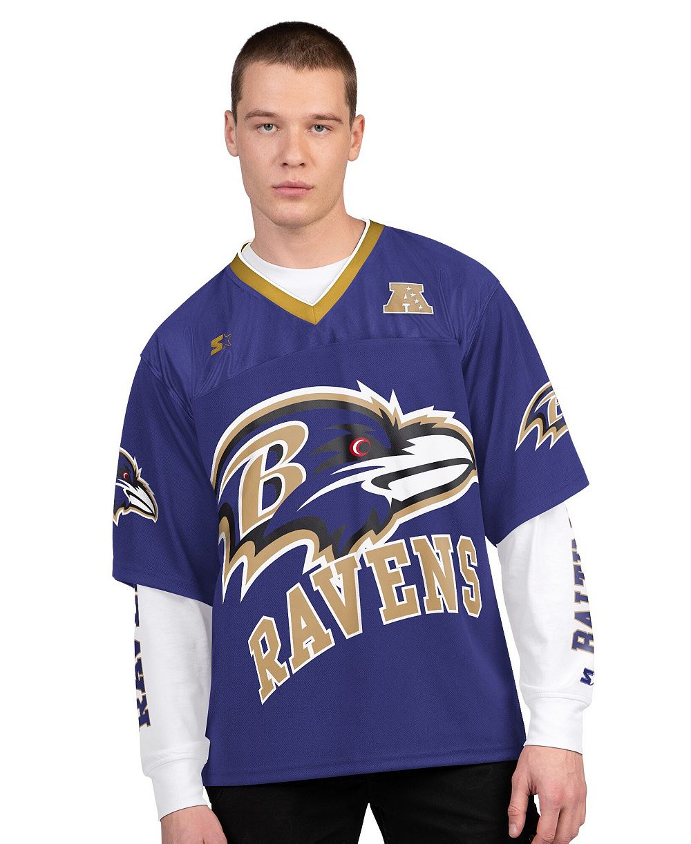 Мужская футболка Starter Purple/White Baltimore Ravens Short Sleeve Long Sleeve