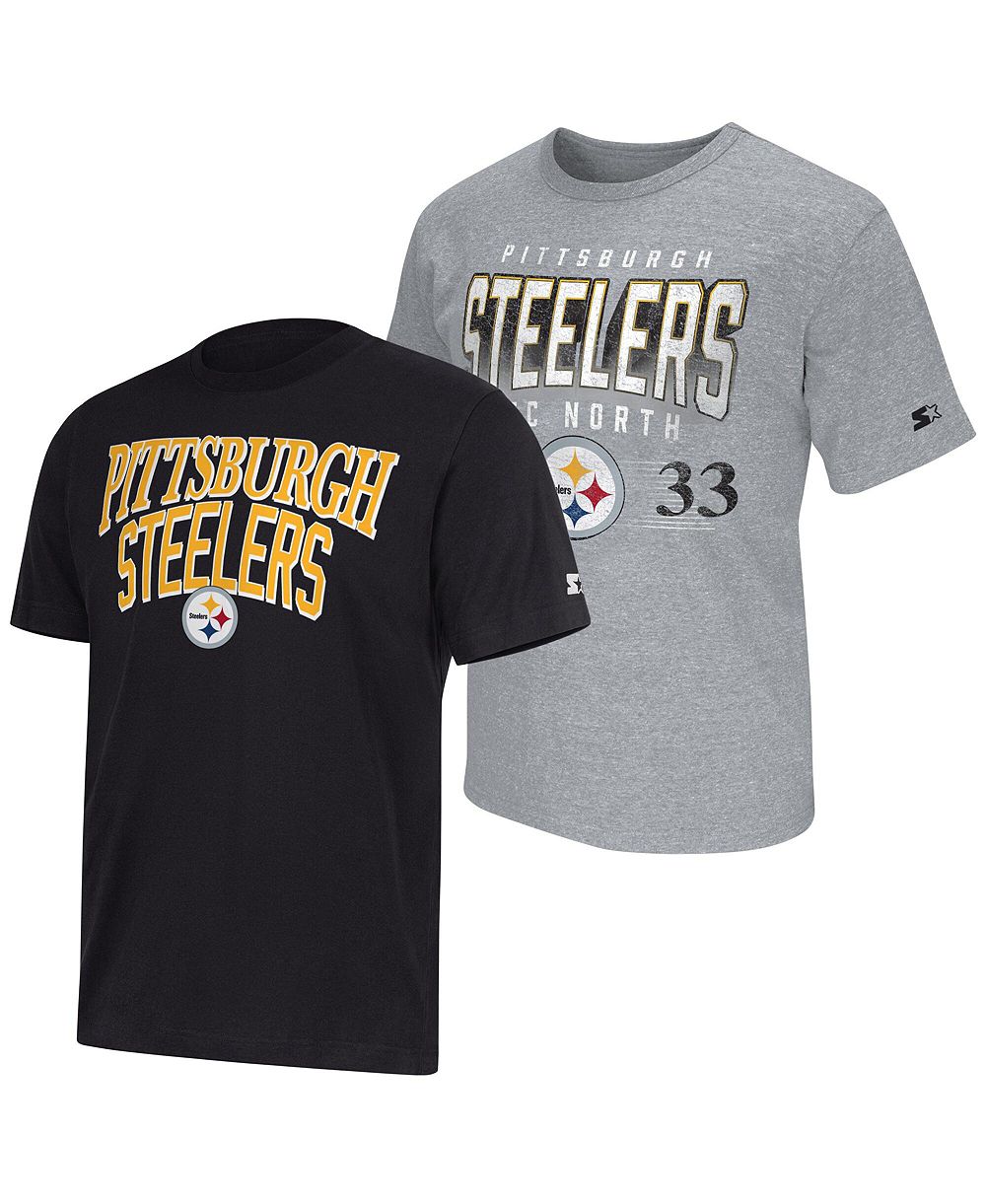 Starter Мужская футболка Pittsburgh Steelers Logo, комплект из 2 шт., цвет Black/Gray